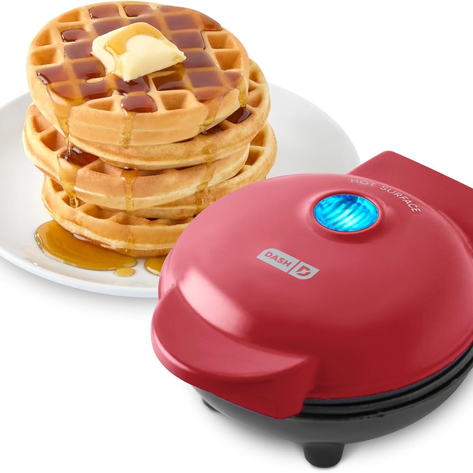 Dash Mini Waffle Maker 4-Inch Nonstick (Red)