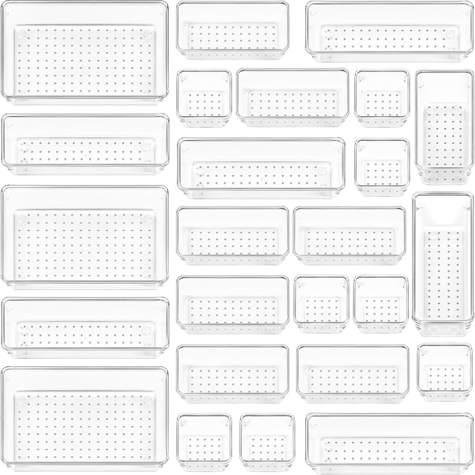 Vtopmart 25 PCS Clear Plastic Drawer Organizers Set