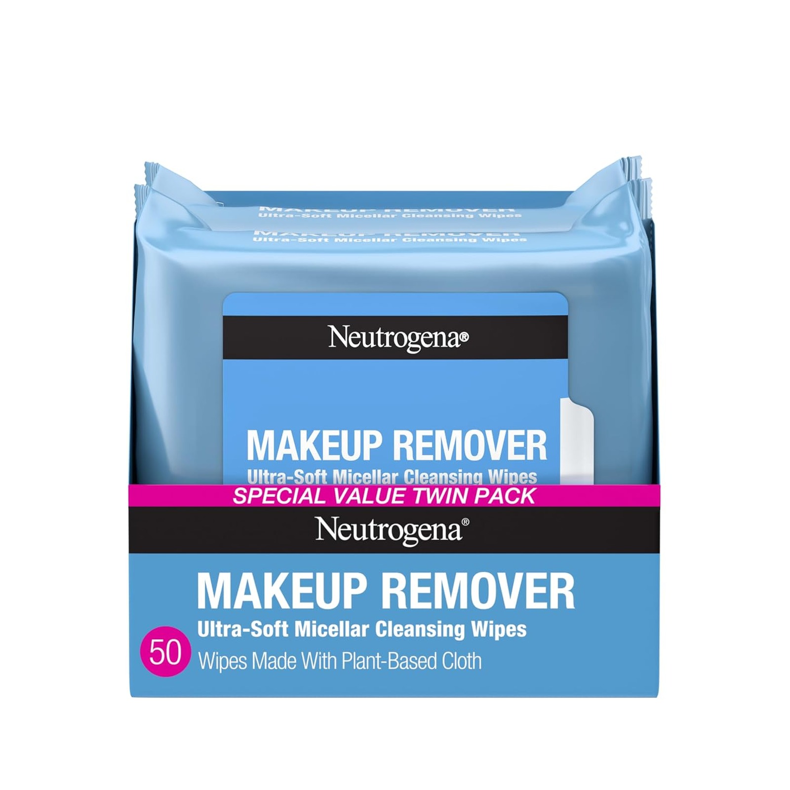 Neutrogena Makeup Remover Micellar Wipes, Twin Pack (2 x 25 Ct)