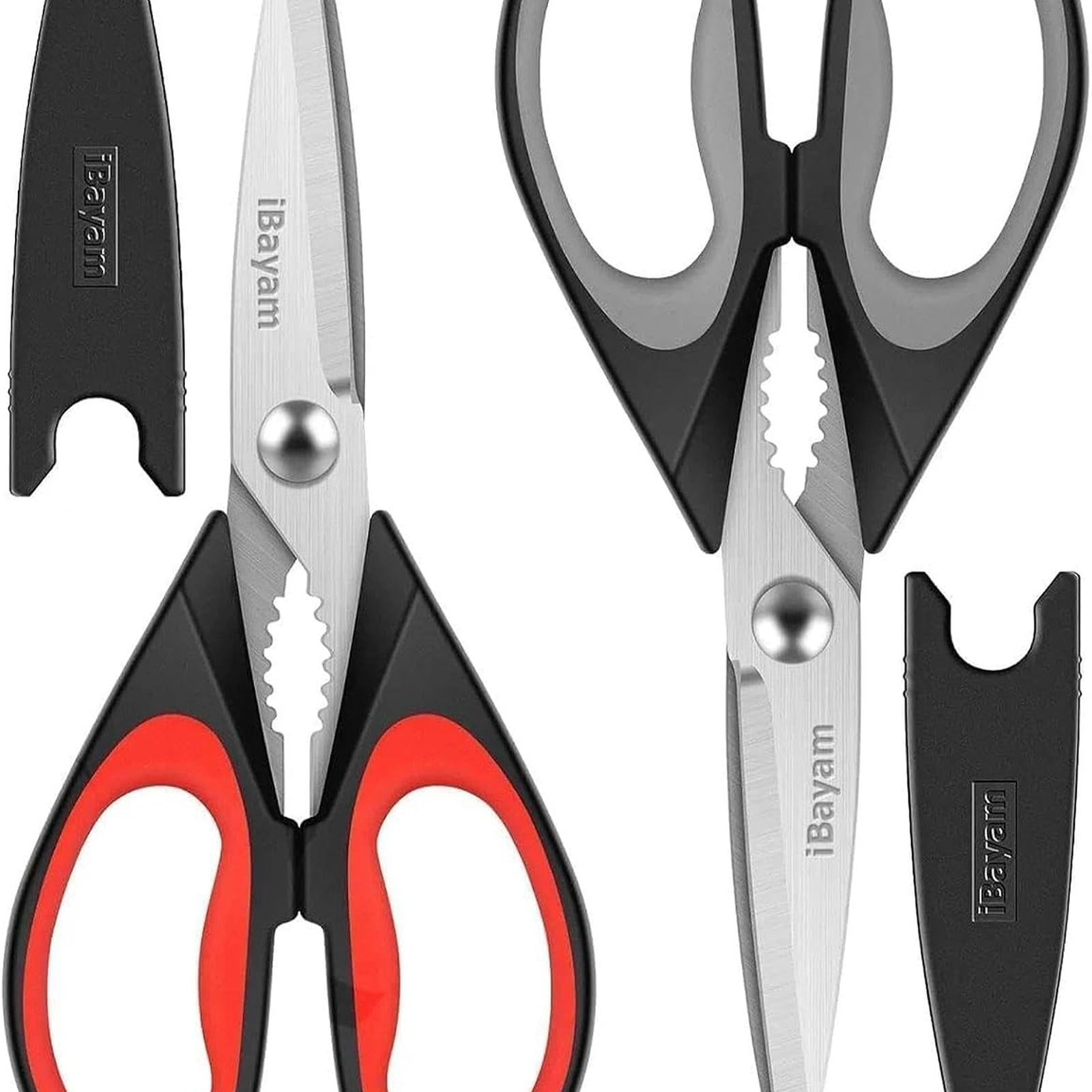 iBayam Kitchen Scissors Shears All Purpose Heavy Duty, Protective Sheath, 2-Pack