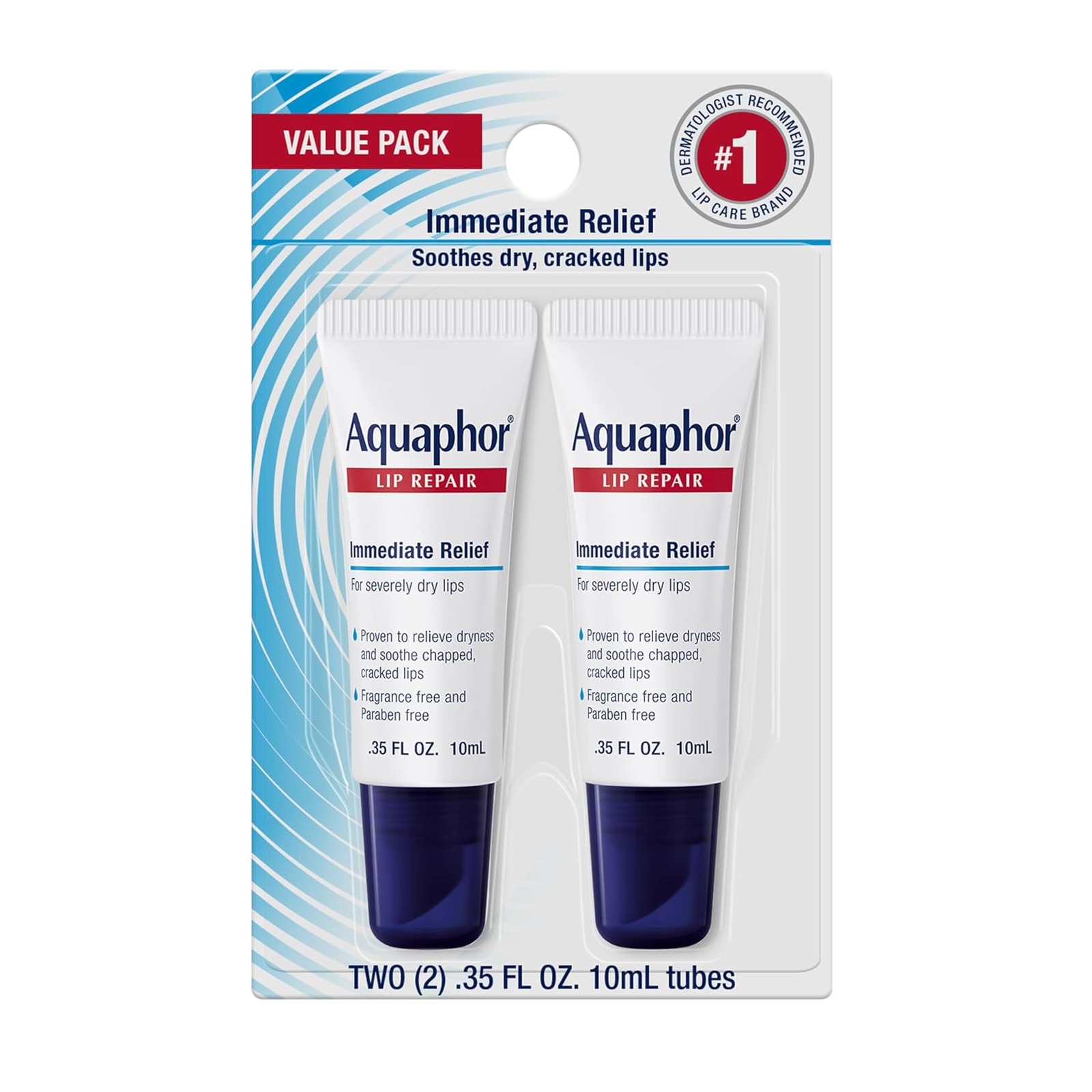 Aquaphor Lip Repair Ointment Value Pack, 2 x 0.35 fl oz Tubes