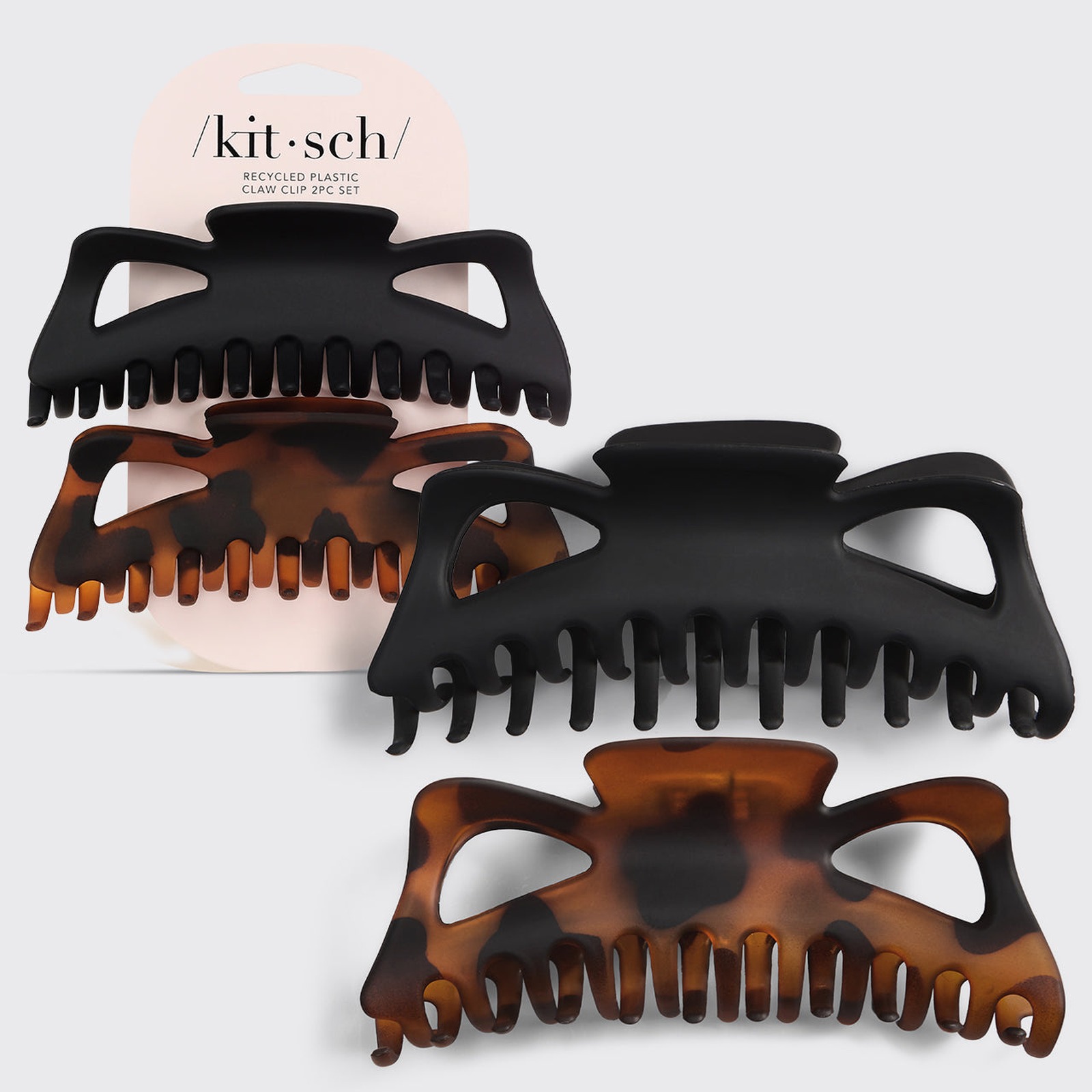 Kitsch 5 Inch Large Claw Clips for Thick Hair, Black & Tort, 2pc