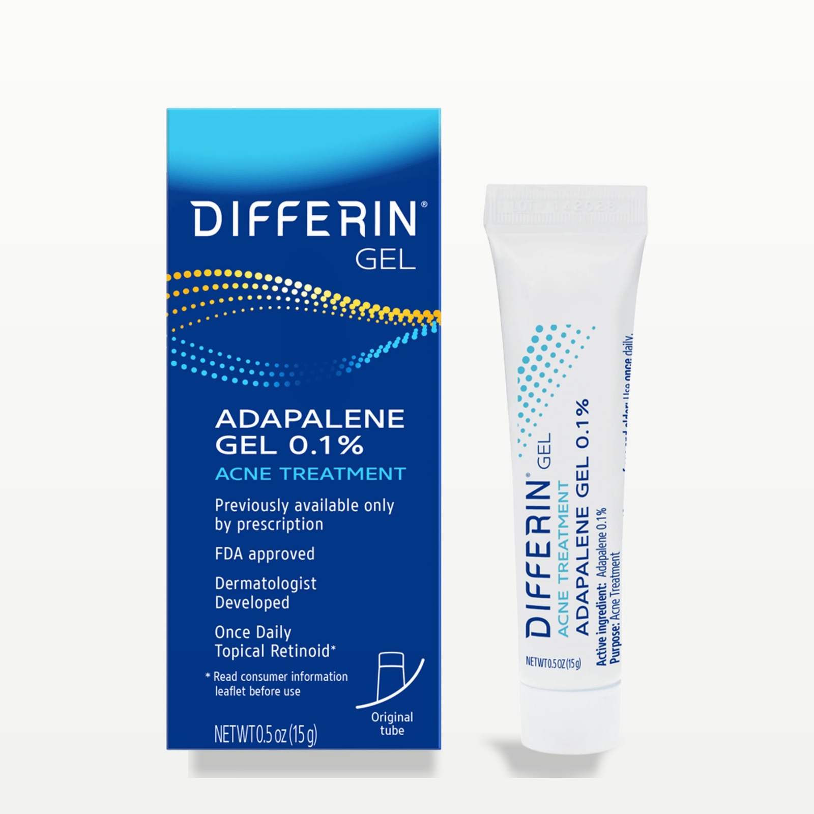 Differin Adapalene Gel 0.1% Acne Retinoid Treatment, 15g