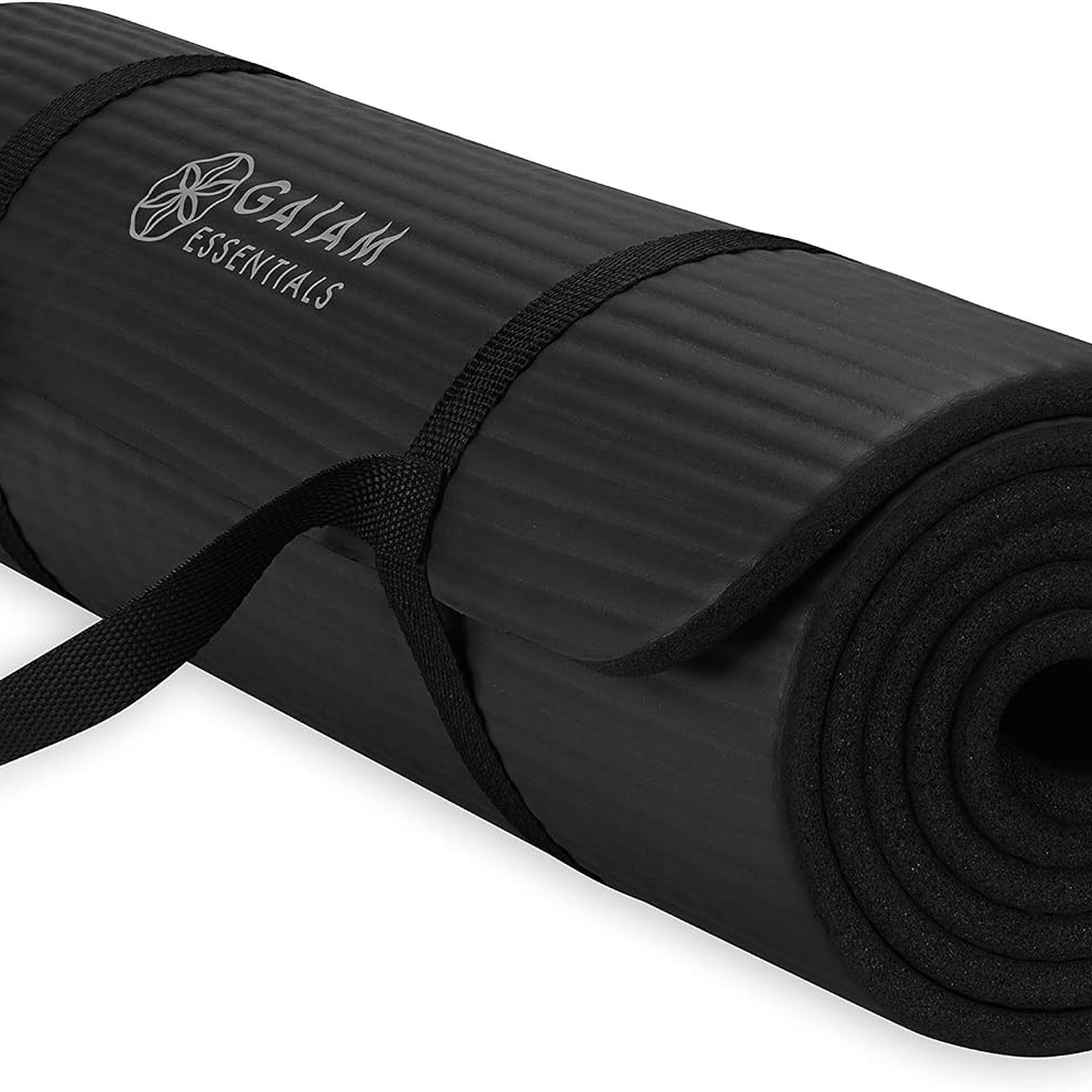 Gaiam Essentials Thick Yoga Mat with Easy-Cinch Strap (10mm)
