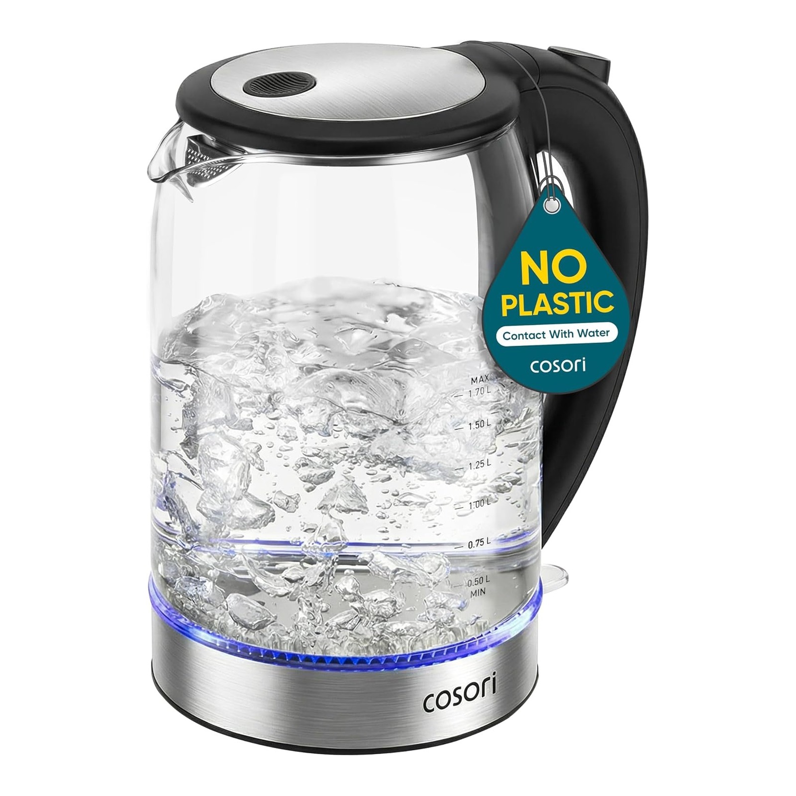 Cosori Electric Kettle, No Plastic Contact with Water, 1.7L, Black