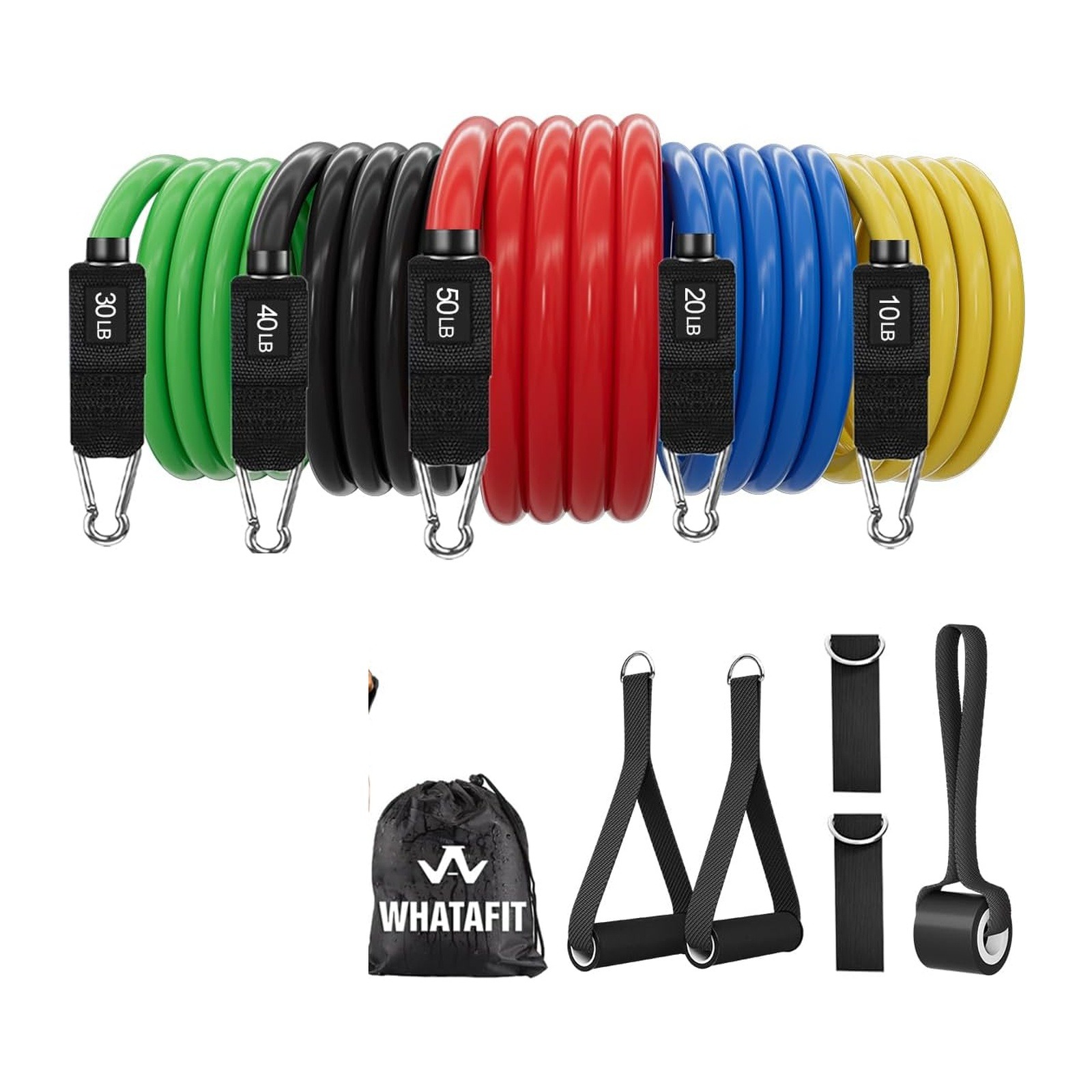 WHATAFIT Resistance Bands with Handles, 150 lb Exercise Bands Set