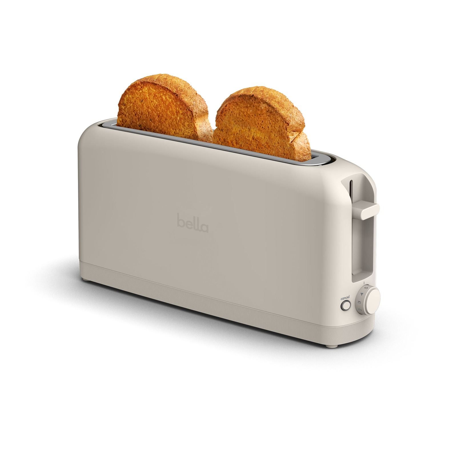 bella Fits-Anywhere 2-Slice Slim Toaster, Long Slot & Extra Wide, Oatmilk