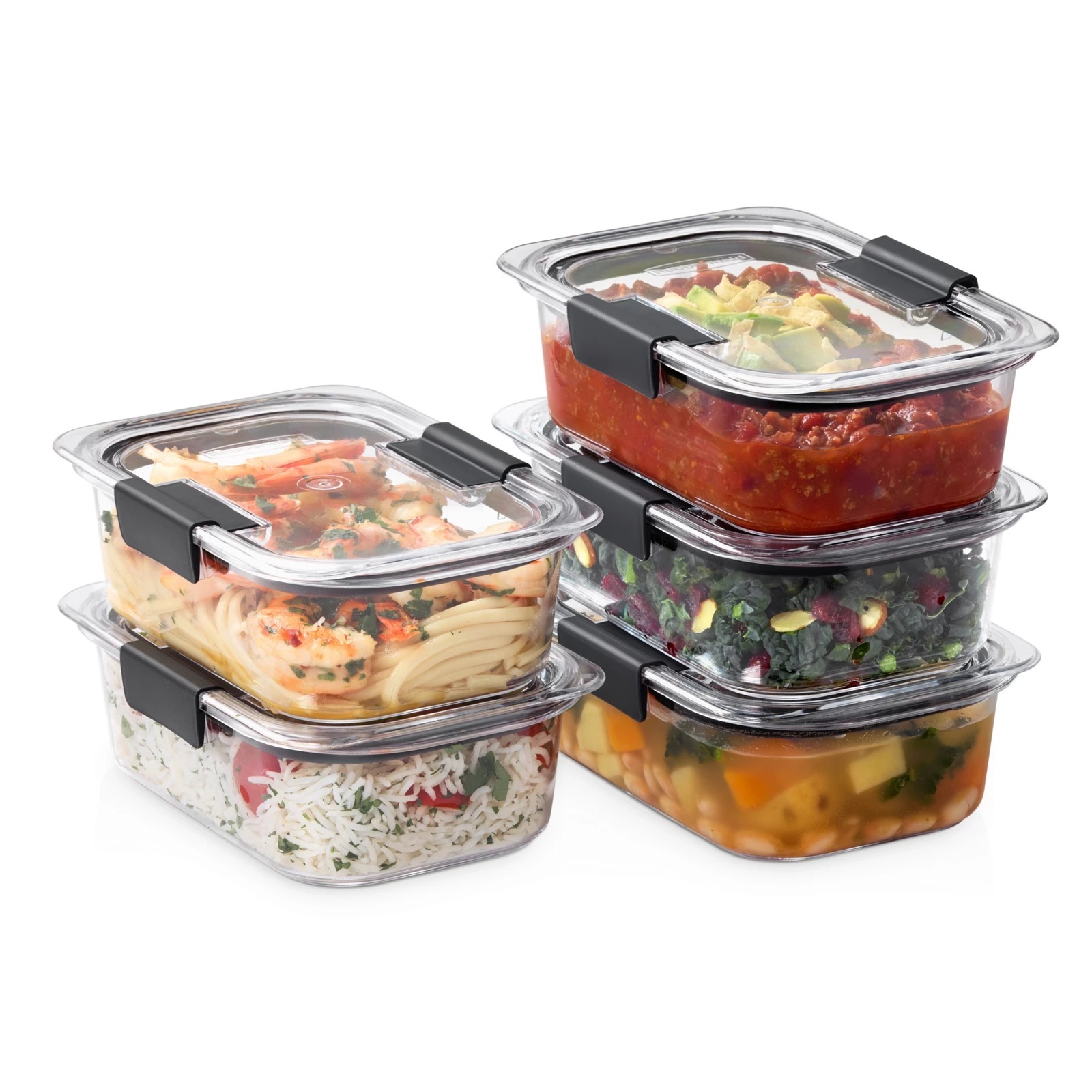 Rubbermaid Brilliance Tritan Plastic Food Storage Containers, Set of 5 (3.2 Cup)
