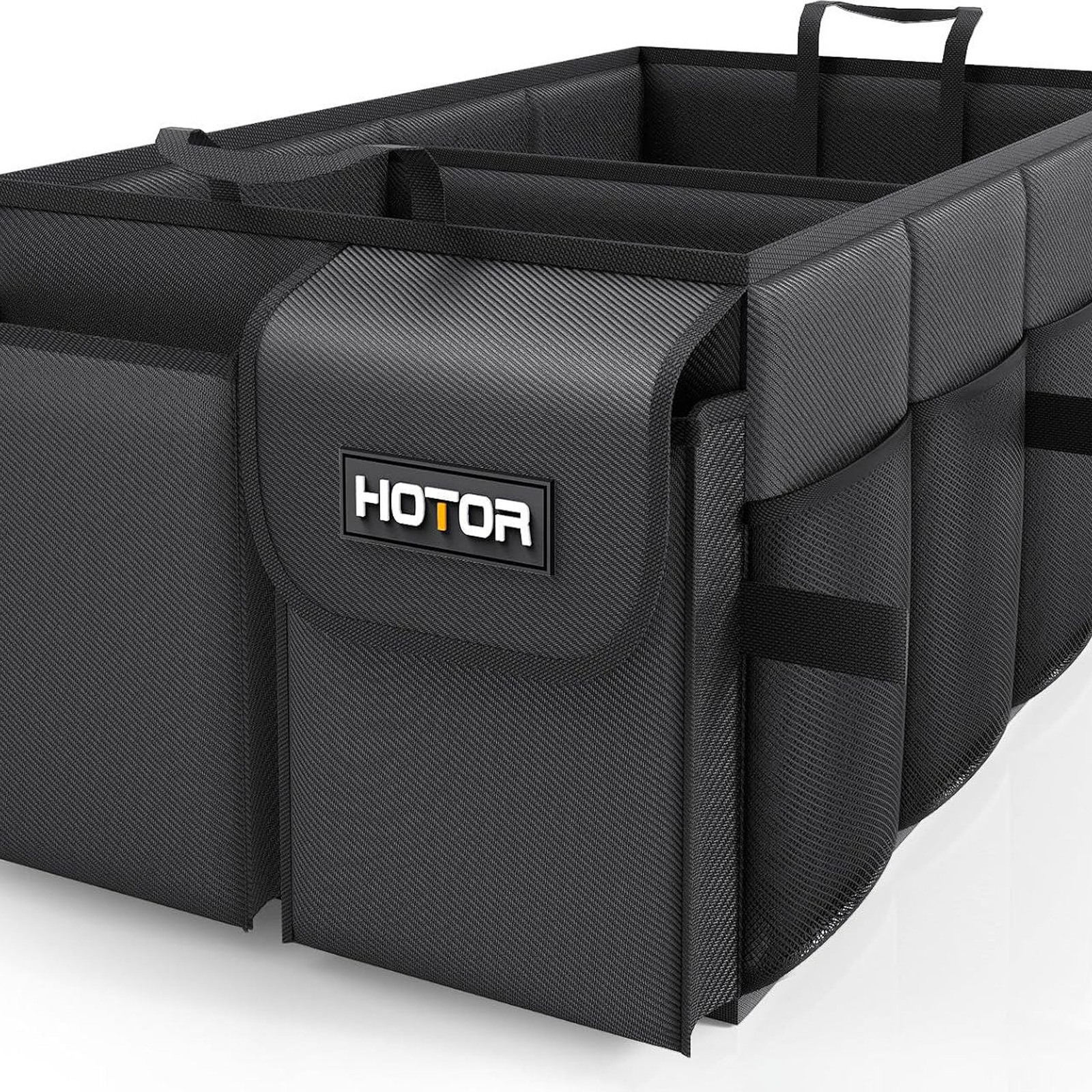 HOTOR Foldable Trunk Organizer (Black, 2 Compartment)